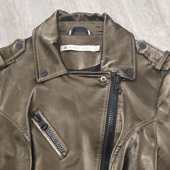BLANC NOIR Womens Moto Jacket Size Small Casual Short Jacket - Picture 3 of 7